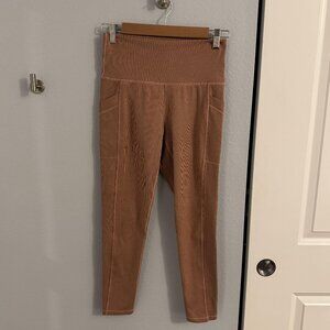 Prana Ribbed Becksa High Waisted 7/8 Leggings Yoga Pants Blush Heather